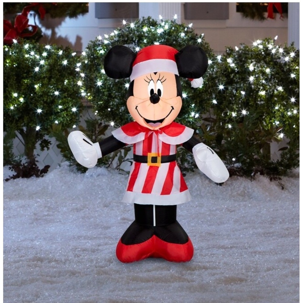 Disney Minnie Mouse Holiday Inflatable 3.5 FT Red White Polyester Excellent